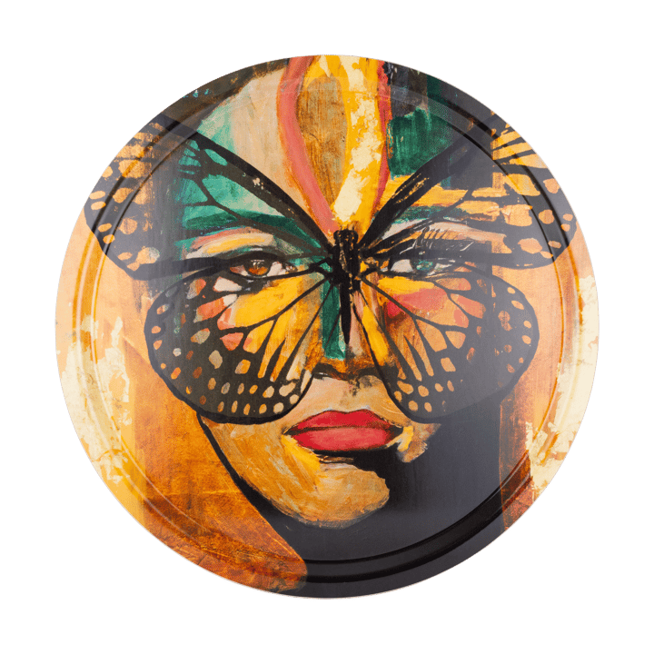 Plateau Golden Butterfly Ø46 cm - Orange-noir - Carolina Gynning