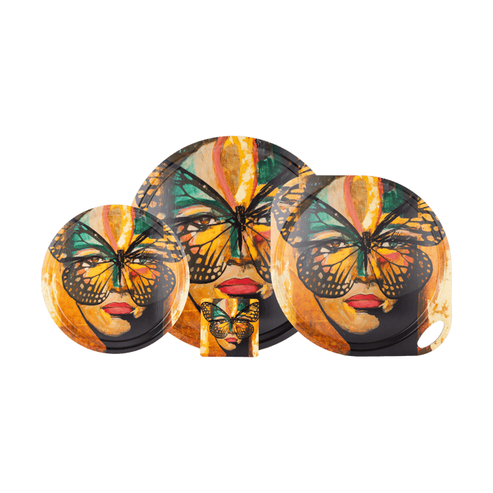 Plateau Golden Butterfly Ø46 cm, Orange-noir Carolina Gynning