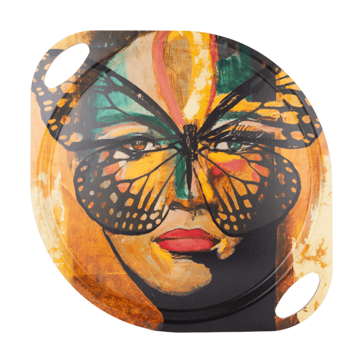 Plateau Golden Butterfly avec poignées 38x47 cm - Orange-black - Carolina Gynning