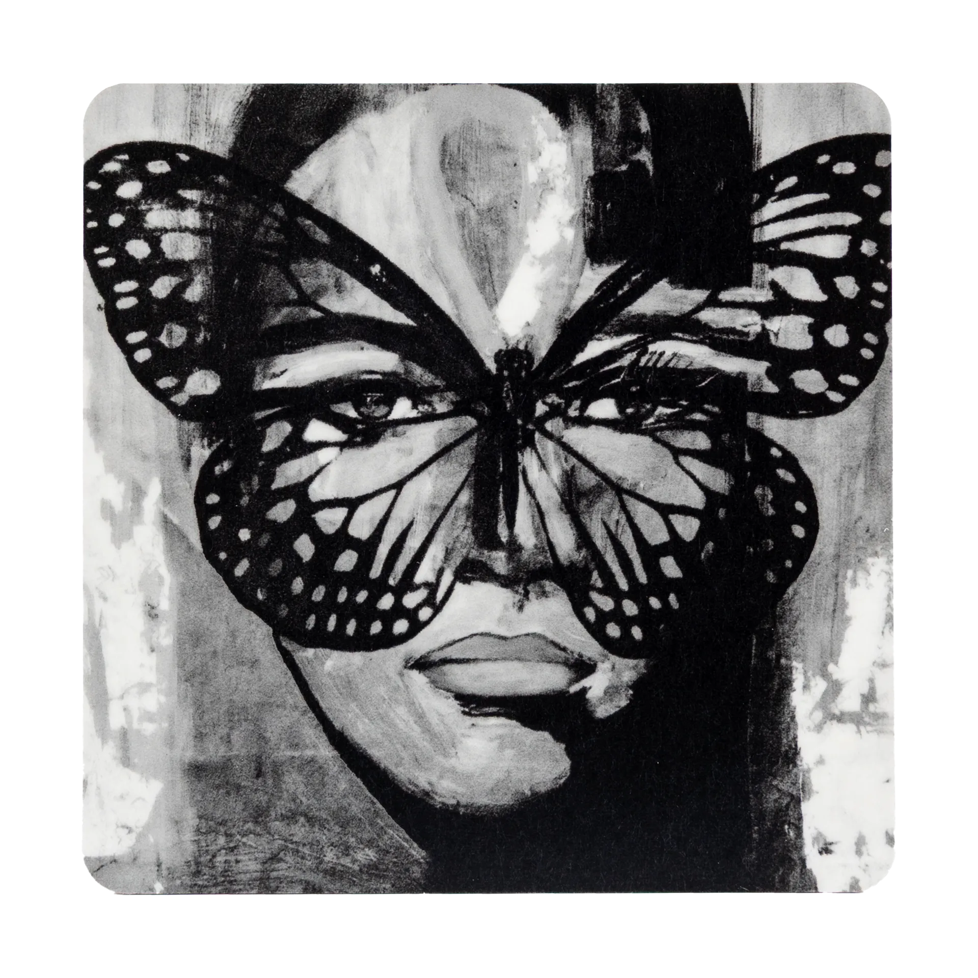 Sous-verre Golden Butterfly 9x9 cm, Black-white Carolina Gynning