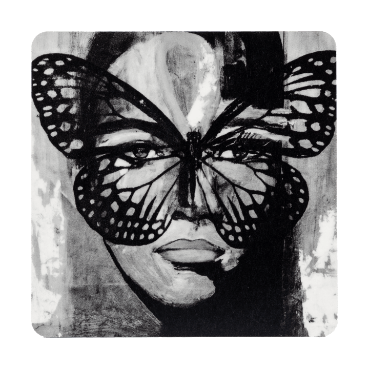 Sous-verre Golden Butterfly 9x9 cm - Black-white - Carolina Gynning