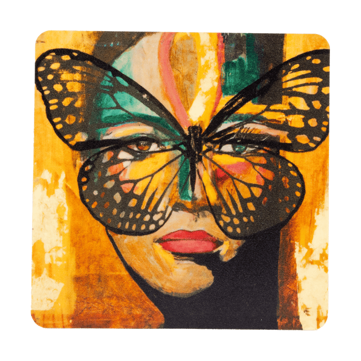 Sous-verre Golden Butterfly 9x9 cm - Orange-black - Carolina Gynning