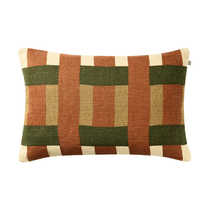 Coussin Benaras - Apricot Orange-Khaki-Cactus Green, 40x60 cm - Chhatwal & Jonsson