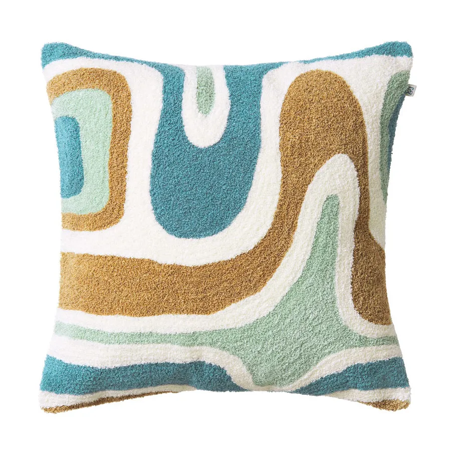 Coussin Godavari 50x50 cm, Heaven blue-aqua-sand-offwhite Chhatwal & Jonsson