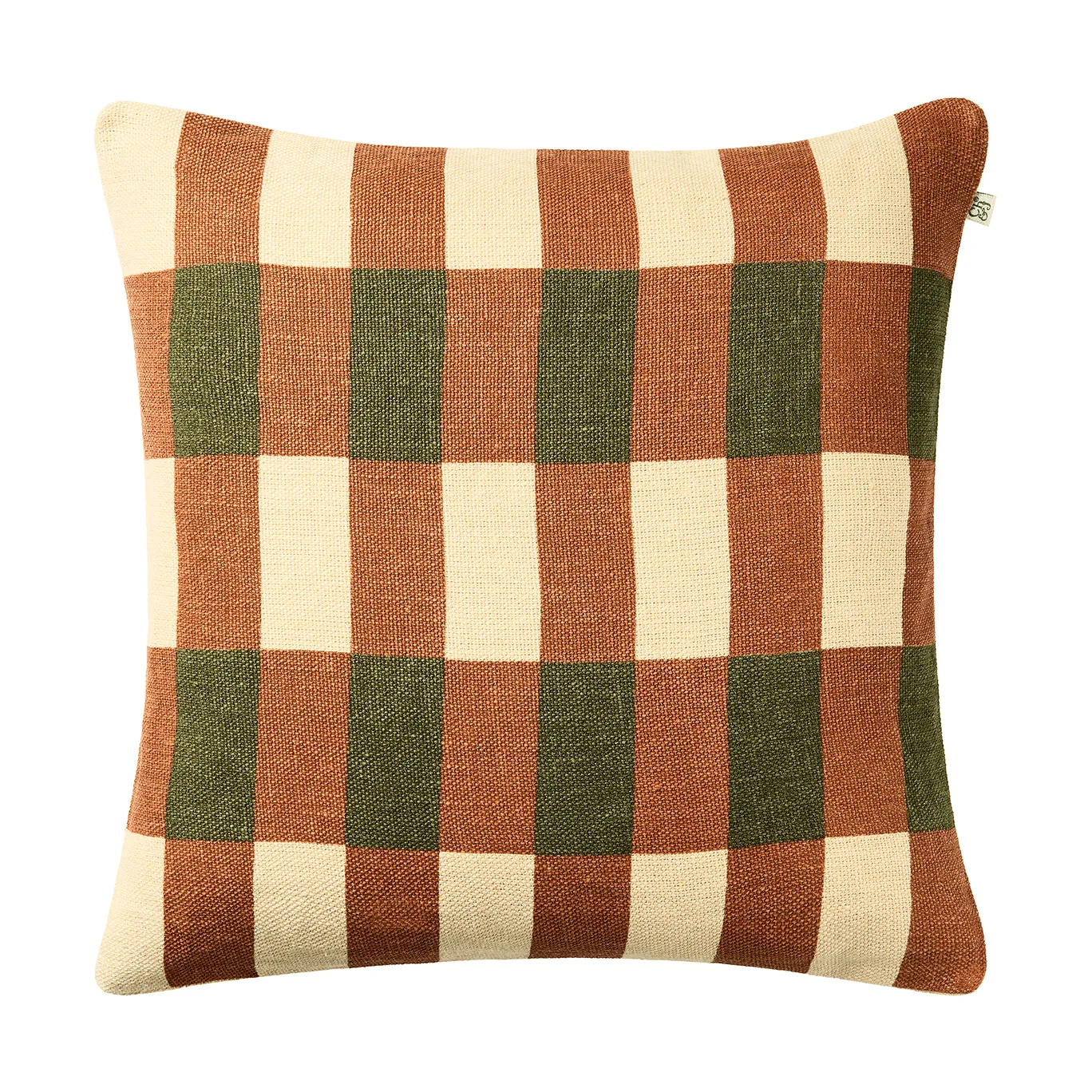 Coussin Marari, Apricot Orange-Cactus Green, 50x50 cm Chhatwal & Jonsson