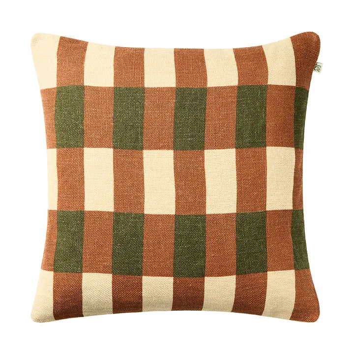 Coussin Marari - Apricot Orange-Cactus Green, 50x50 cm - Chhatwal & Jonsson