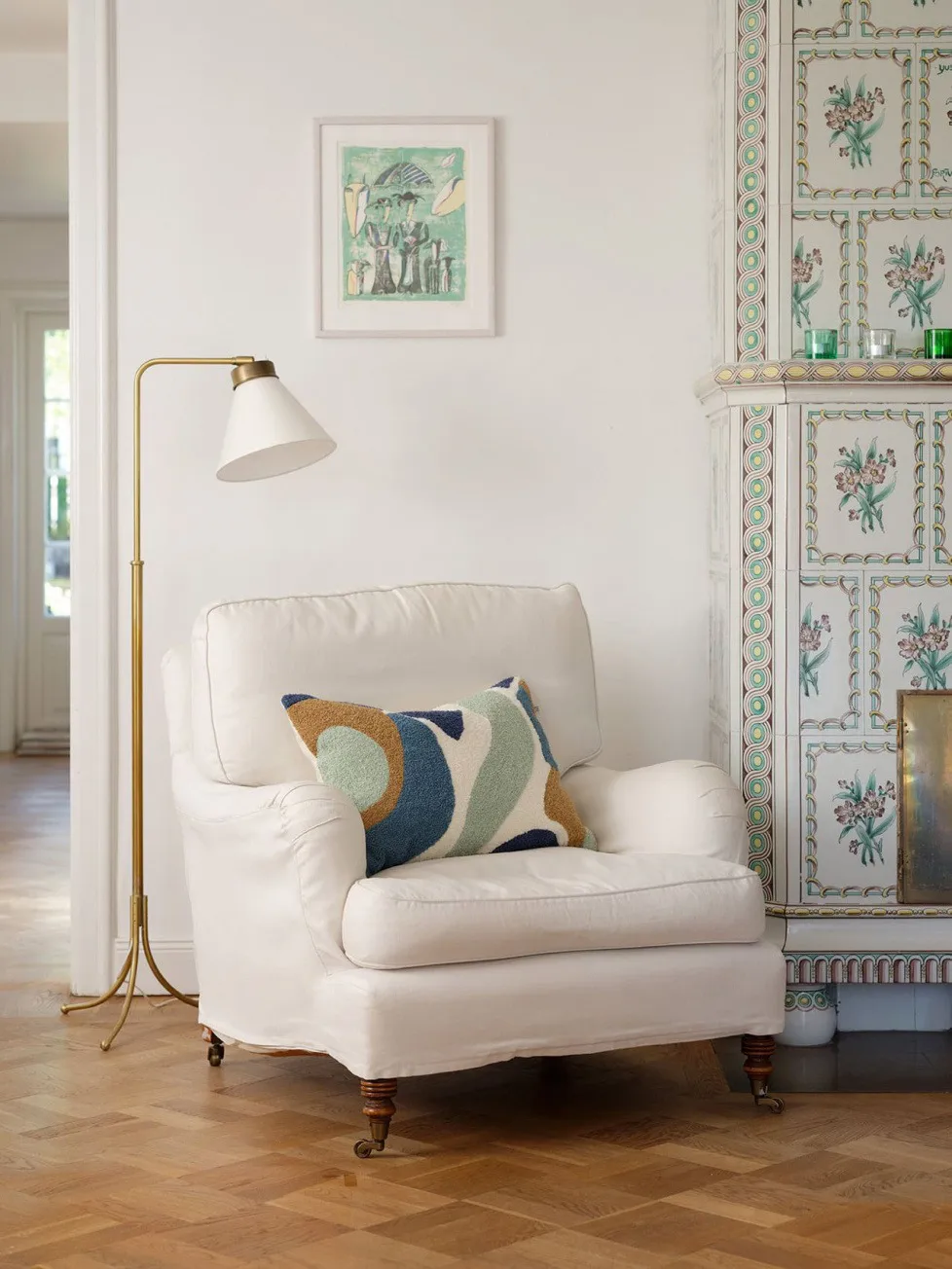 Coussin Sanskriti 40x60 cm, Heaven blue-offwhite-sand-aqua Chhatwal & Jonsson