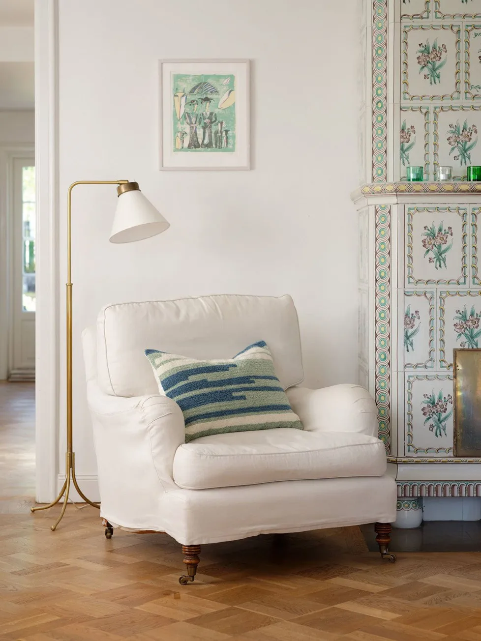 Coussin Stripe Asis 40x60 cm, Heaven blue-aqua-off white Chhatwal & Jonsson