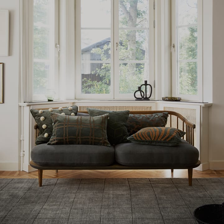 Coussin Tattersall - sea blue/cognac, 60x40 cm - Chhatwal & Jonsson
