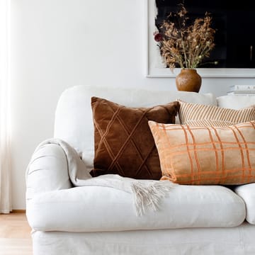 Coussin Tattersall - sea blue/cognac, 60x40 cm - Chhatwal & Jonsson