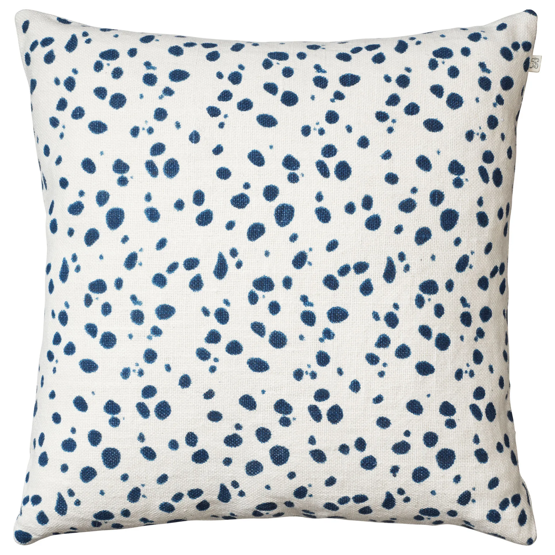 Housse de coussin brodée à Pois Tigre 50 x 50 cm, Blanc – bleu Chhatwal & Jonsson