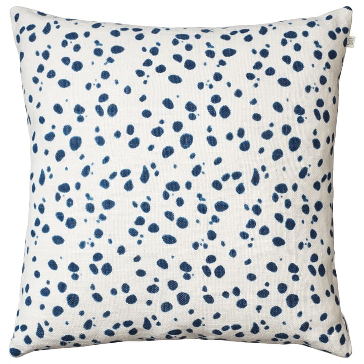 Housse de coussin brodée à Pois Tigre 50 x 50 cm - Blanc – bleu - Chhatwal & Jonsson