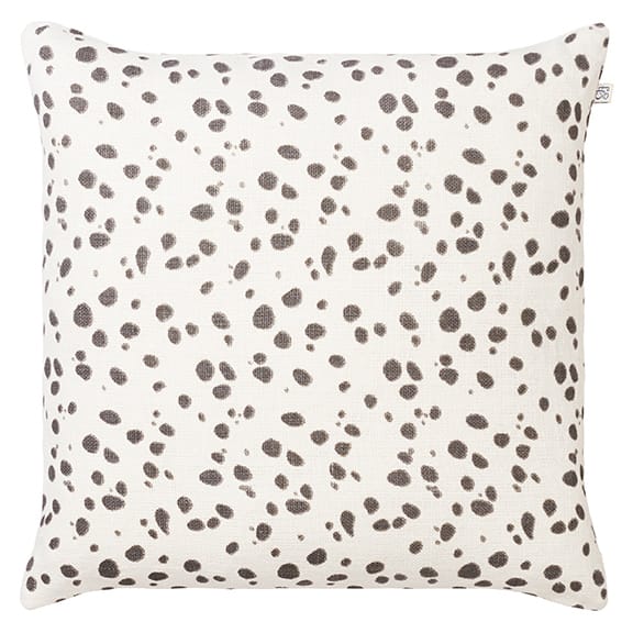 Housse de coussin brodée à Pois Tigre 50 x 50 cm - Blanc – gris - Chhatwal & Jonsson