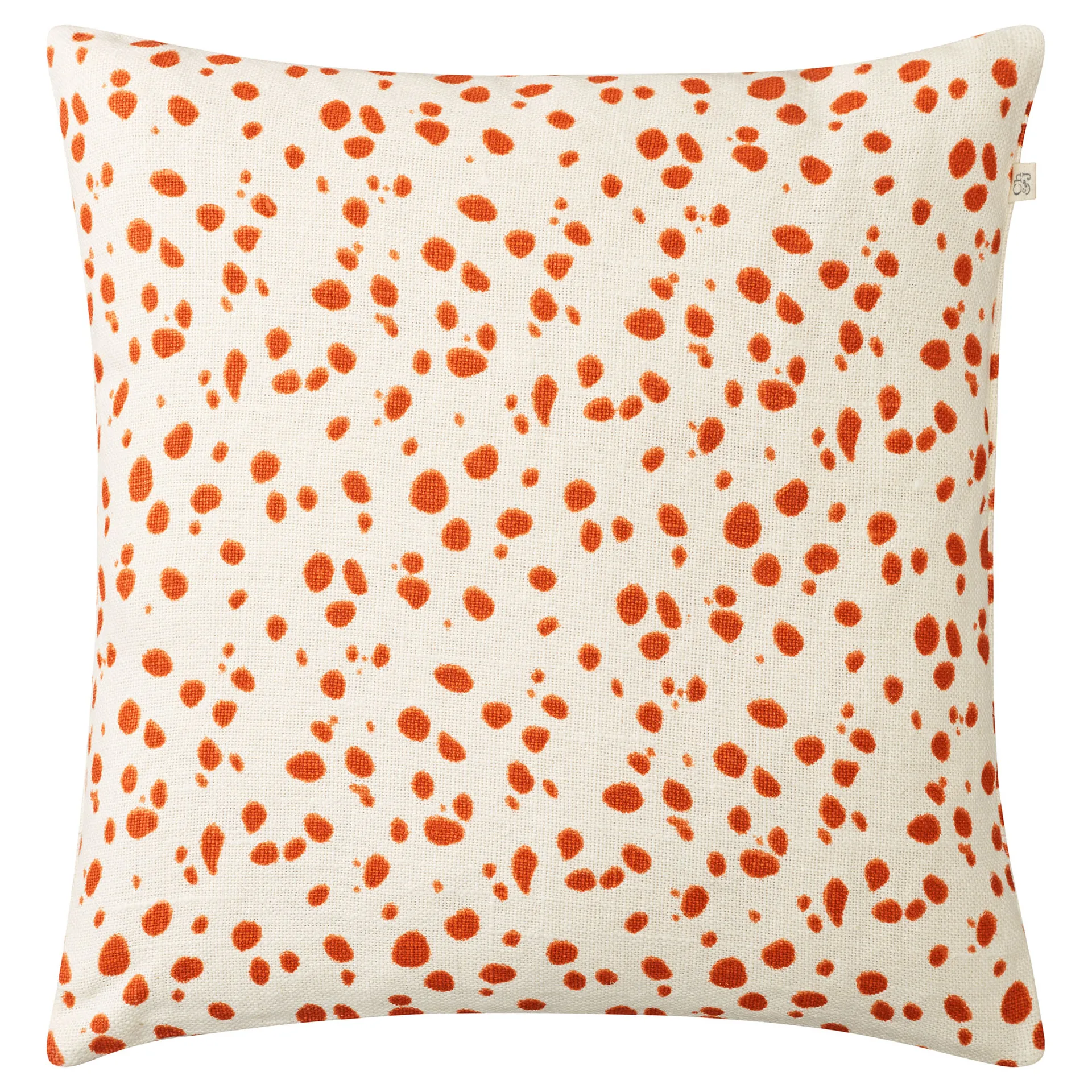 Housse de coussin brodée à Pois Tigre 50 x 50 cm, Blanc – orange Jaffa Chhatwal & Jonsson