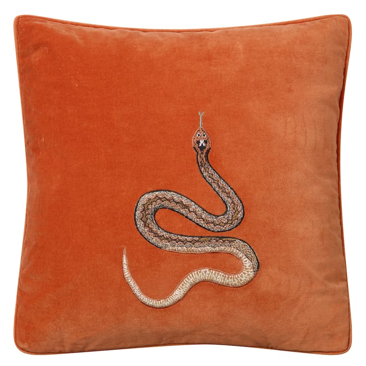 Housse de coussin brodée Cobra 50 x 50 cm - Orange - Chhatwal & Jonsson