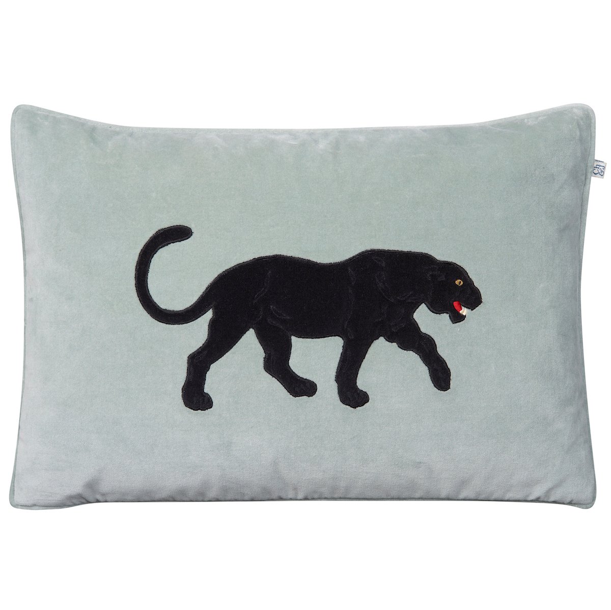 Chhatwal & Jonsson Housse de coussin brodée Panthère Noire 40 x 60 cm Aqua