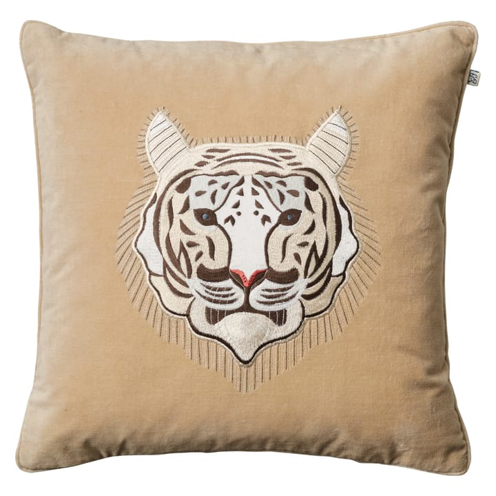 Housse de coussin brodée Tigre 50 x 50 cm - Beige - Chhatwal & Jonsson