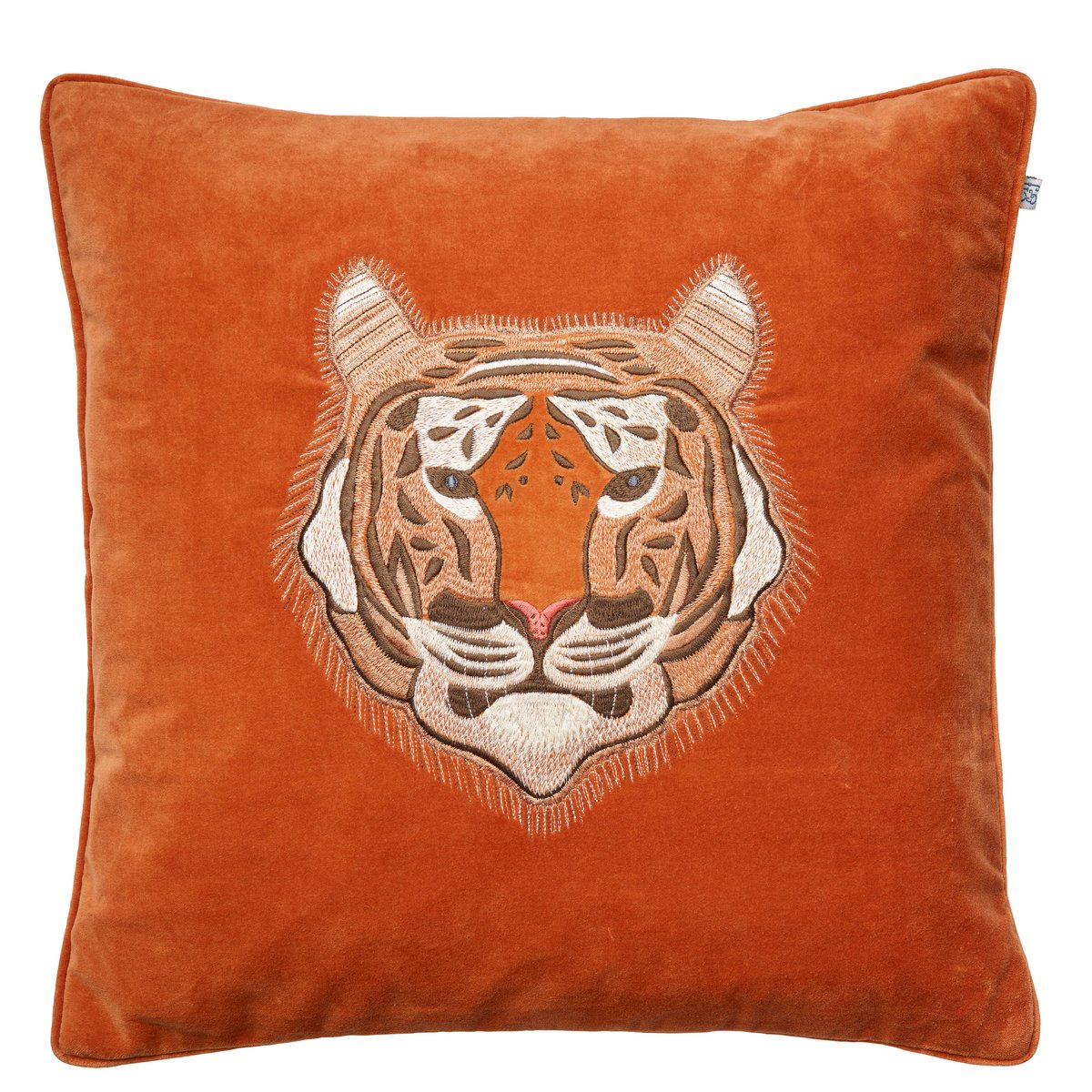 Chhatwal & Jonsson Housse de coussin brodée Tigre 50 x 50 cm Orange