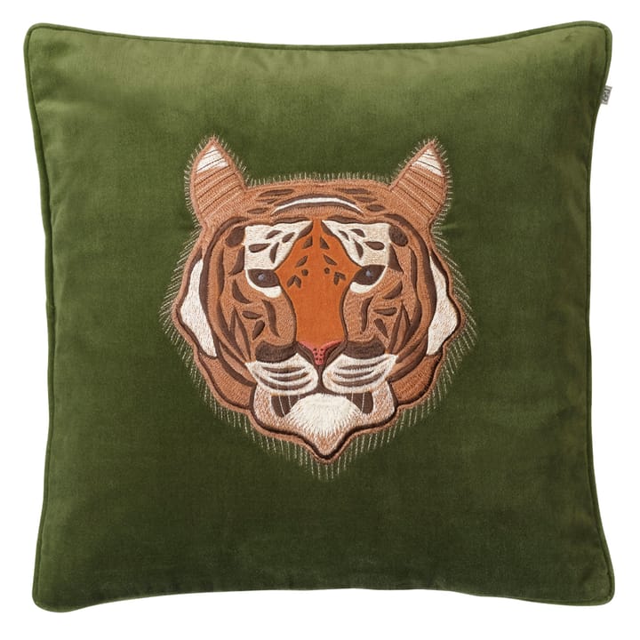 Housse de coussin brodée Tigre 50 x 50 cm - Vert cactus - Chhatwal & Jonsson