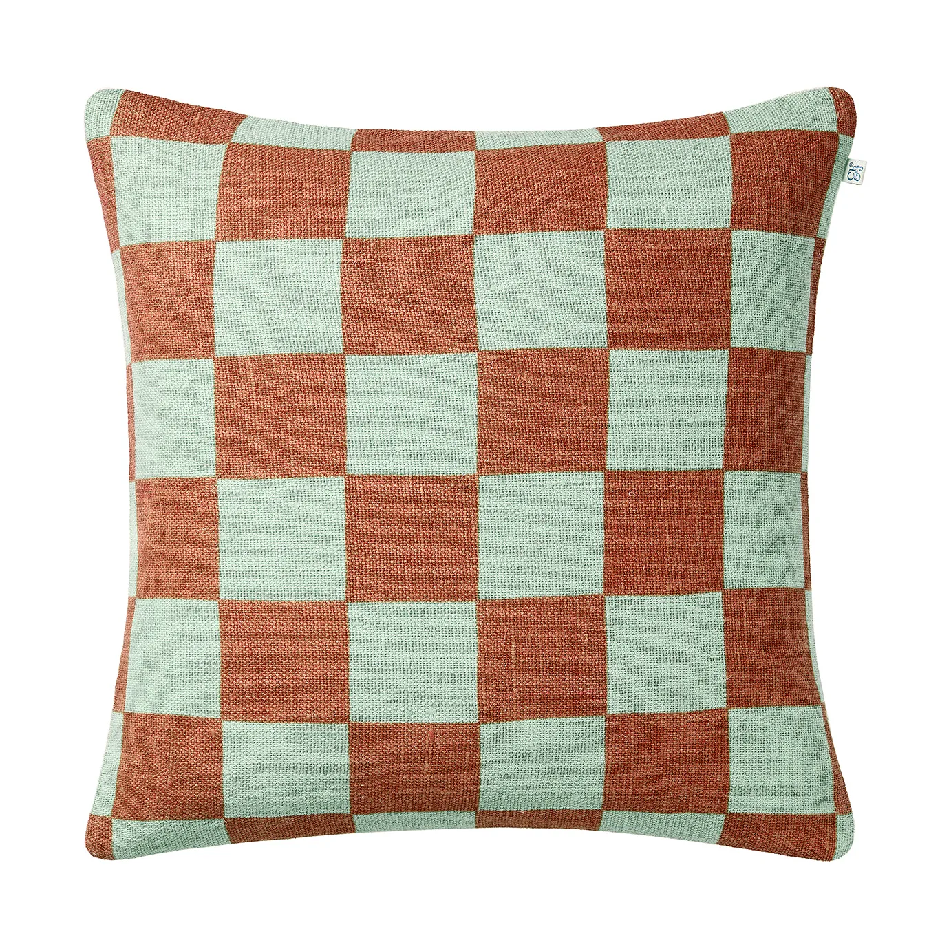 Housse de coussin Buffalo Check, Aqua-apricot orange, 50x50 cm Chhatwal & Jonsson