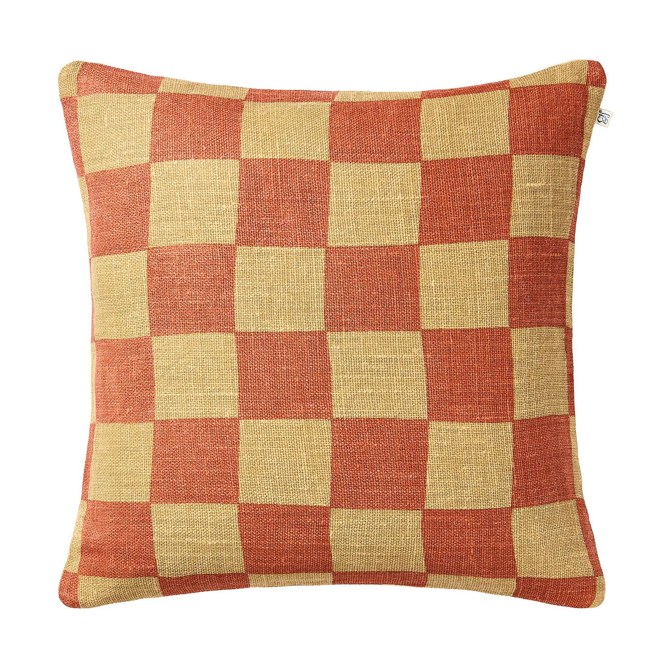 Housse de coussin Buffalo Check, Khaki-apricot orange, 50x50 cm Chhatwal & Jonsson