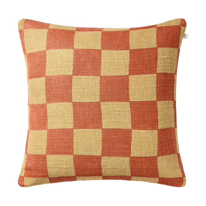 Housse de coussin Buffalo Check - Khaki-apricot orange, 50x50 cm - Chhatwal & Jonsson