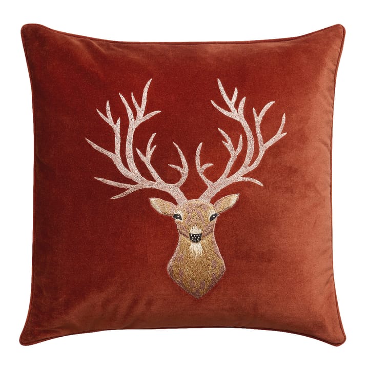 Housse de coussin Embroidered Reindeer 50x50 cm, Rust Chhatwal & Jonsson