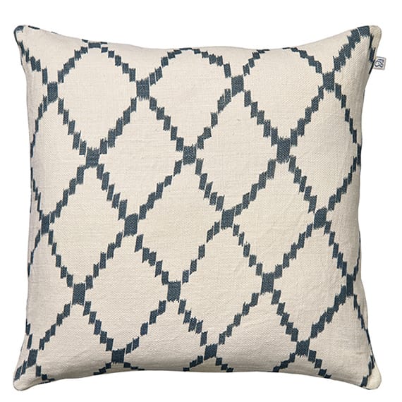 Housse de coussin Ikat Kerela 50 x 50 cm - Blanc – bleu - Chhatwal & Jonsson