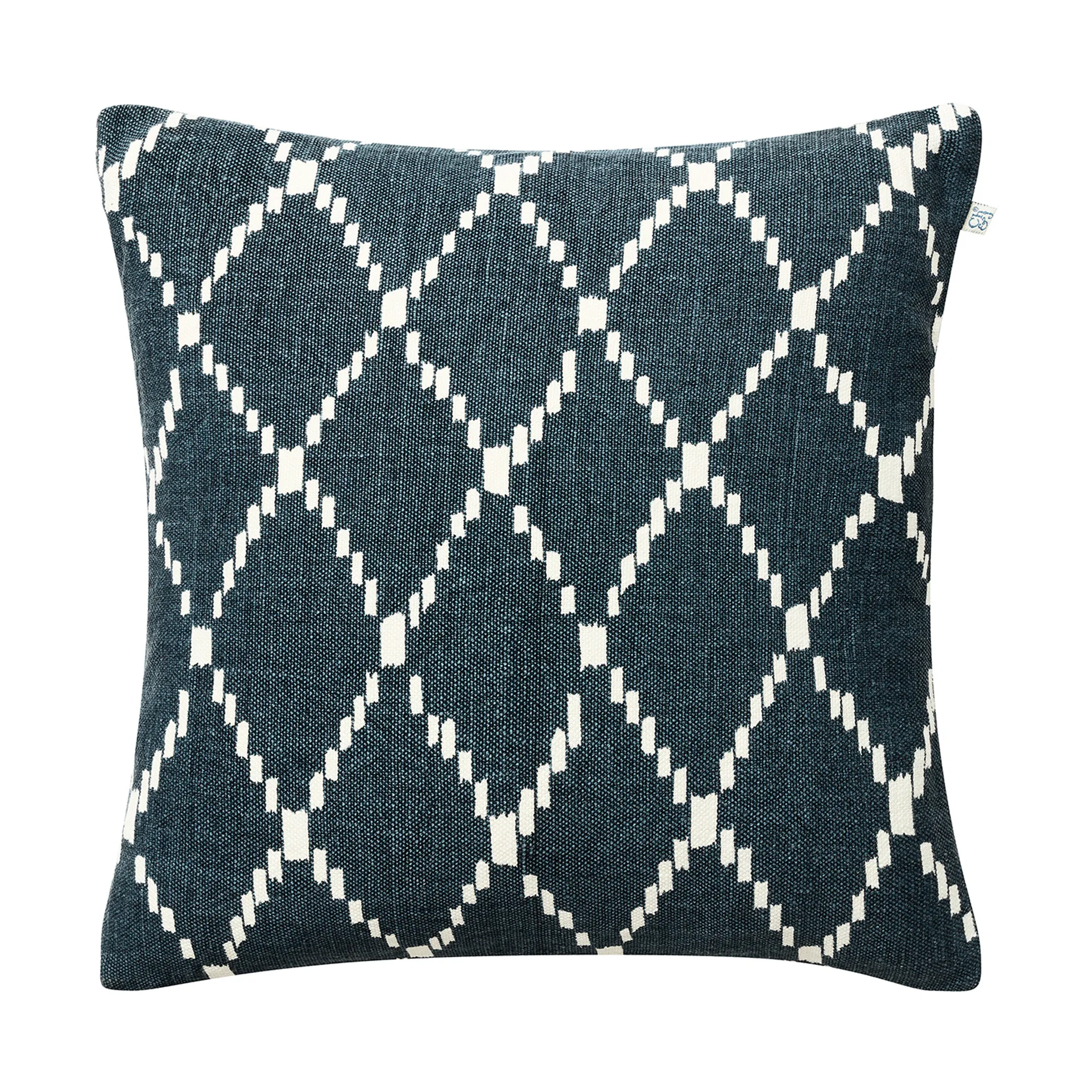 Housse de coussin Ikat Kerela 50 x 50 cm, Bleu – blanc Chhatwal & Jonsson