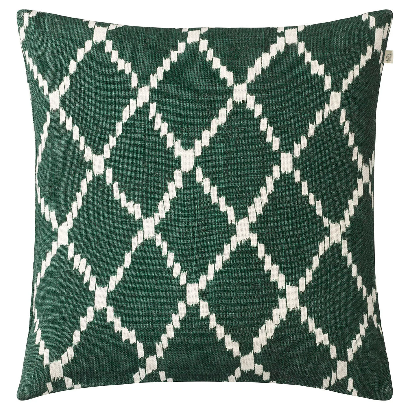 Housse de coussin Ikat Kerela 50 x 50 cm, Vert – blanc Chhatwal & Jonsson