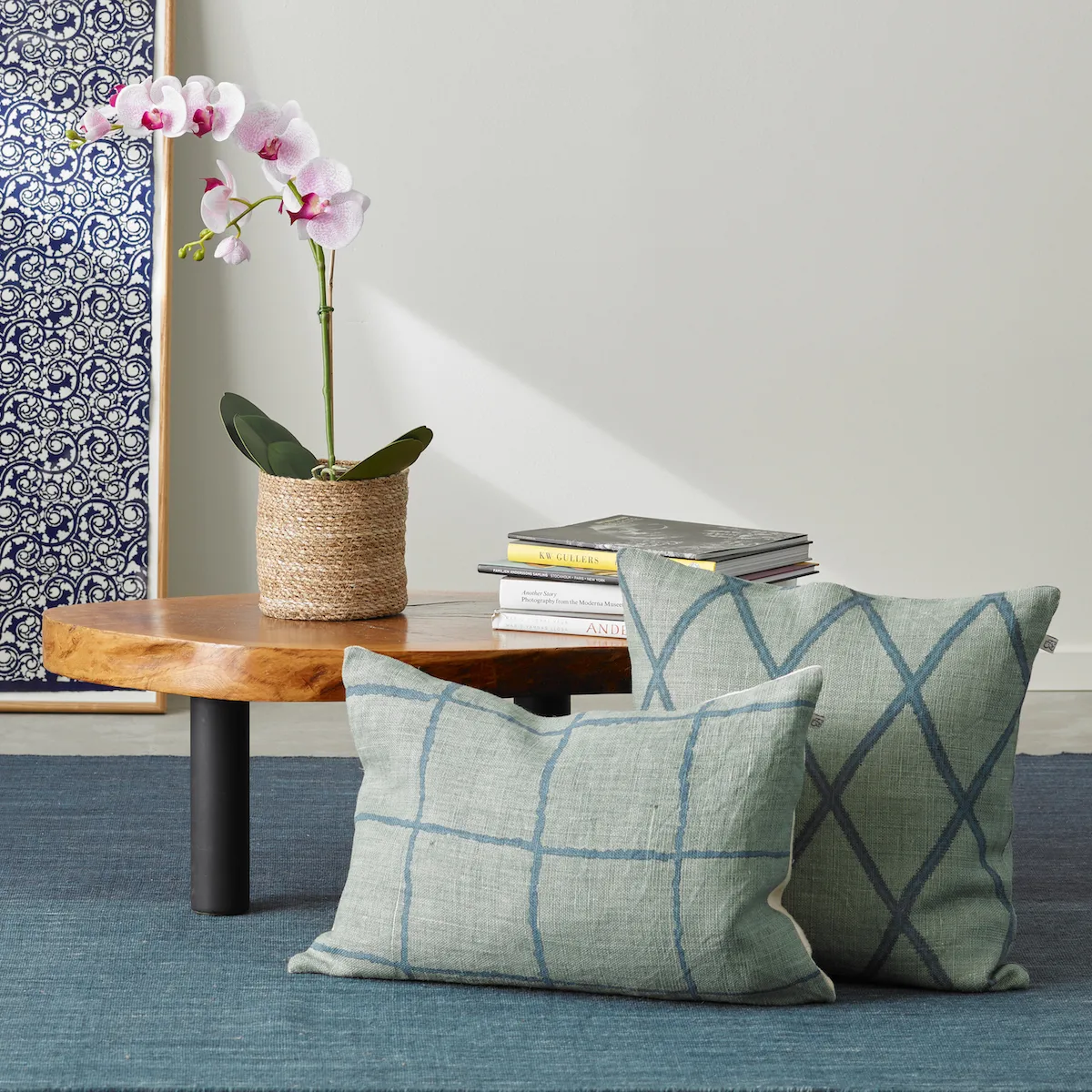 Housse de coussin Ikat Orissa 50 x 50 cm, Aqua-heaven blue Chhatwal & Jonsson