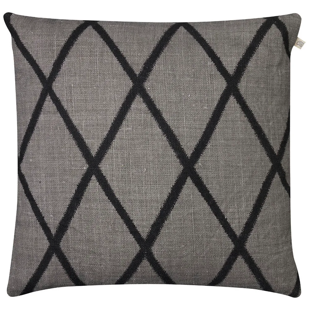 Housse de coussin Ikat Orissa 50 x 50 cm, Gris – noir Chhatwal & Jonsson