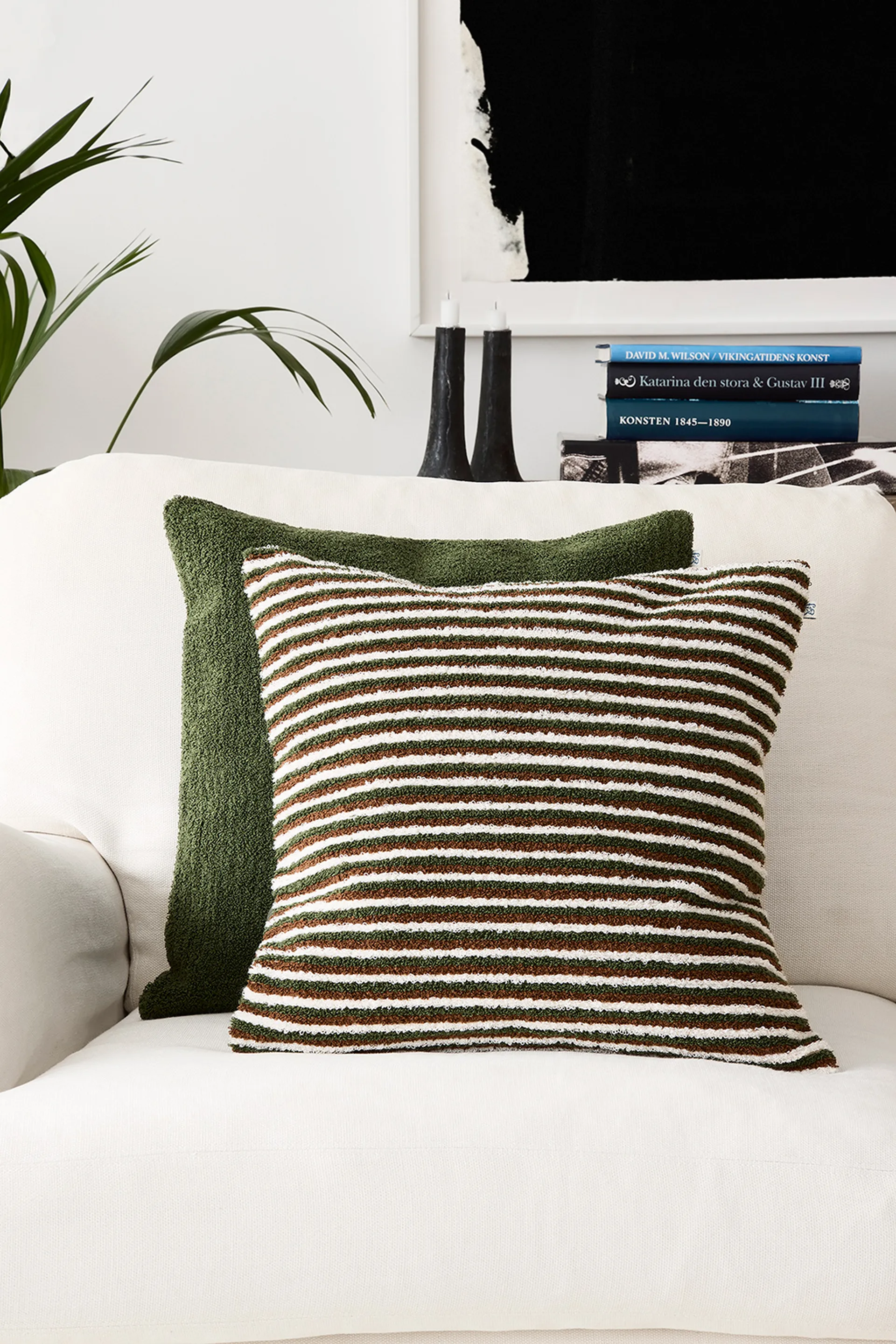 Housse de coussin Raipur 50x50 cm, Cognac-Cactus Green-Off White Chhatwal & Jonsson