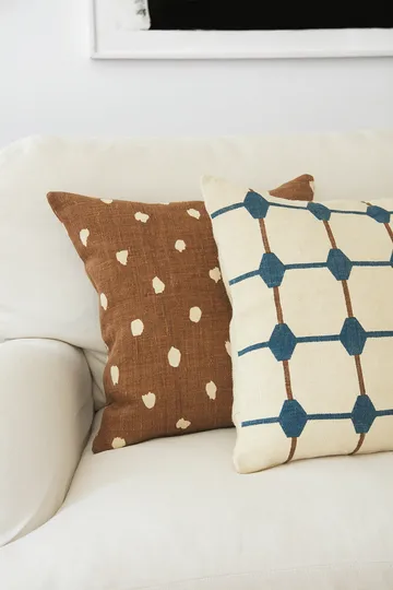 Housse de coussin Rakhi 50x50 cm - Bleu palace-taupe - Chhatwal & Jonsson