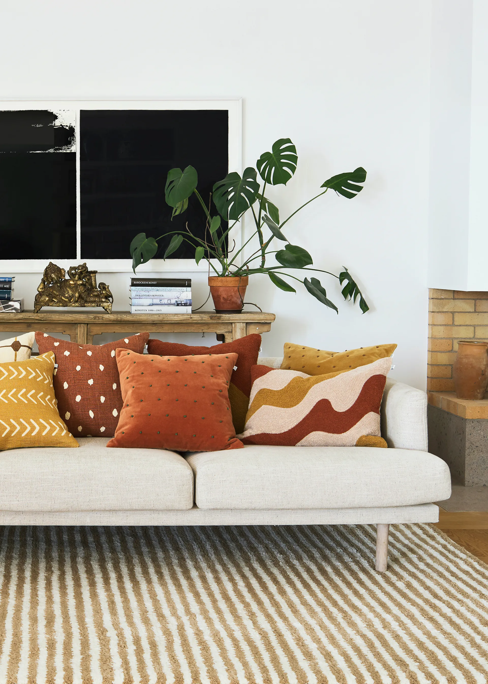 Housse de coussin Roma 50x50 cm, Jaune masala-cognac Chhatwal & Jonsson