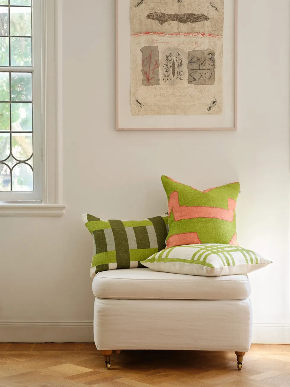 Housse de coussin Sikkim 50x50 cm, Rose-lime Chhatwal & Jonsson