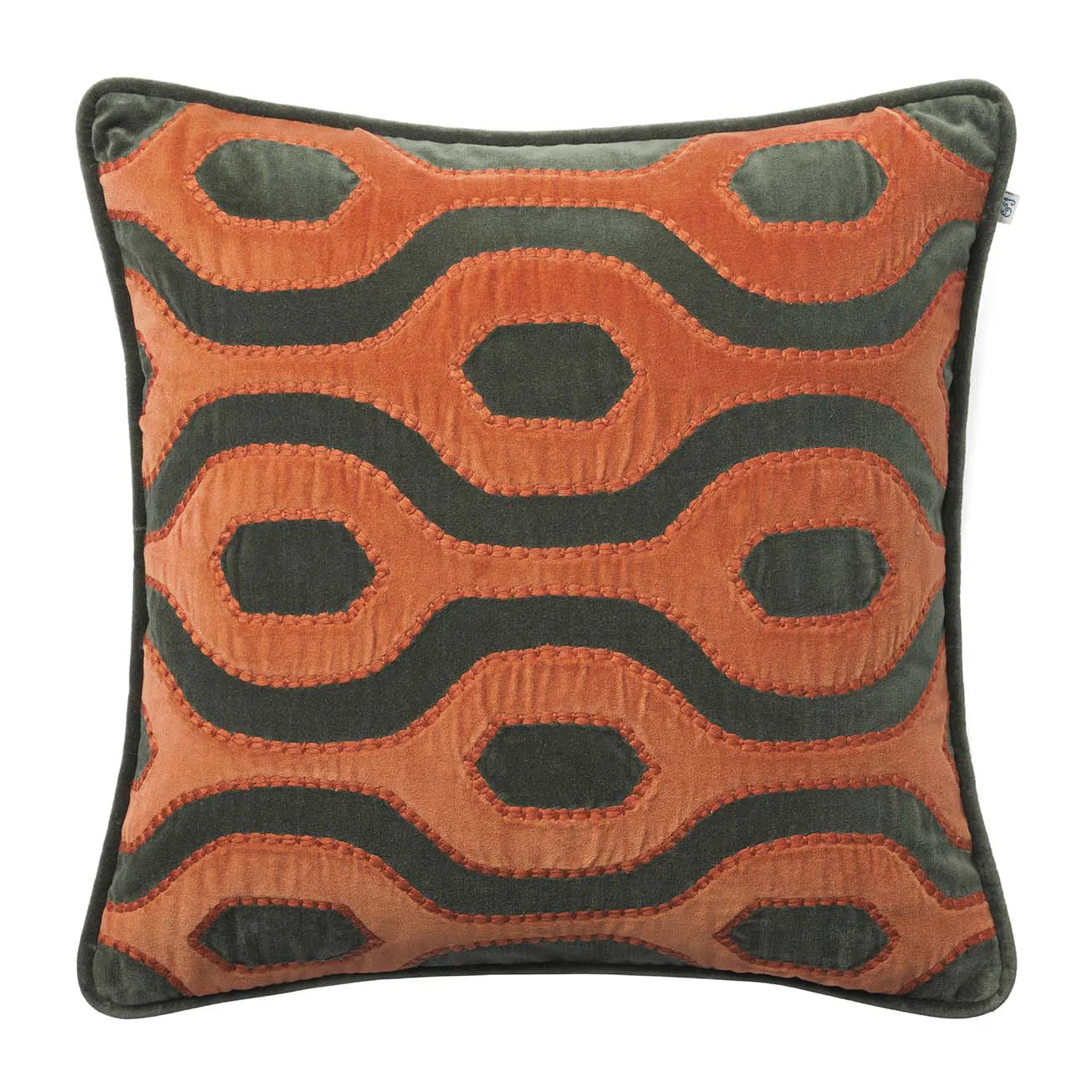 Housse de coussin Varanasi 50x50 cm, Vert forêt-terre cuite Chhatwal & Jonsson
