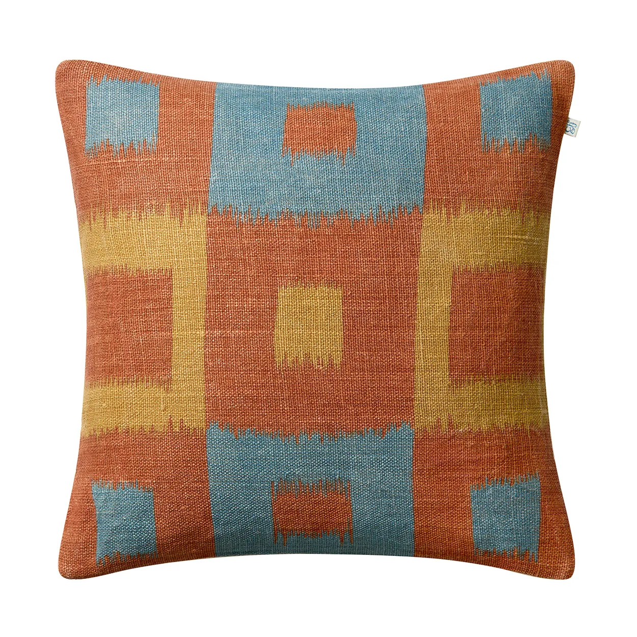 Chhatwal & Jonsson Housse de coussin Vicky 50x50 cm Apricot orange-heaven blue-khaki