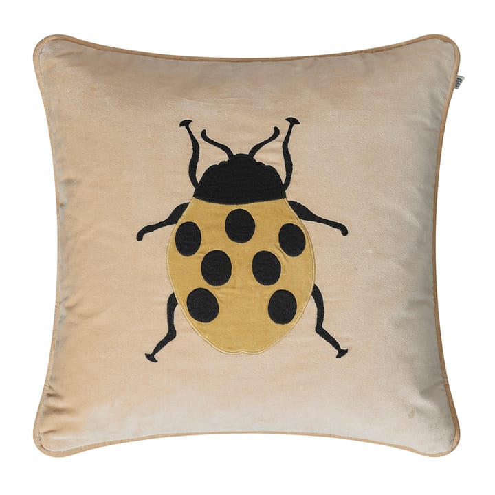 Taie Embroidered Beetle 50x50 cm - Beige-spicy yellow - Chhatwal & Jonsson