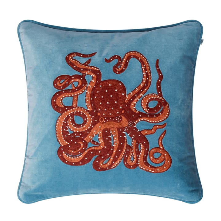 Taie Embroidered Octopus 50x50 cm - Heaven blue-orange-rose - Chhatwal & Jonsson