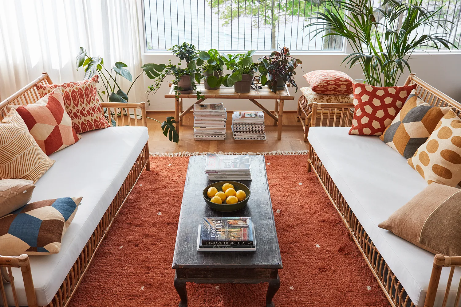 Taie Ikat Madras 50x50 cm, Apricot orange-rose Chhatwal & Jonsson