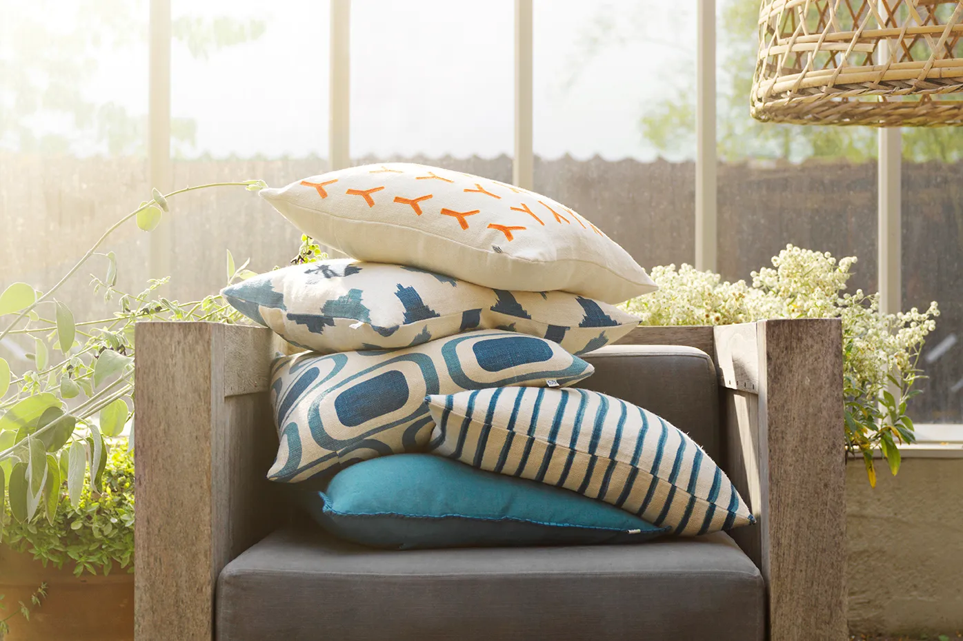 Taie Jaipur Stripe 50x50 cm, Heaven blue-palace blue Chhatwal & Jonsson