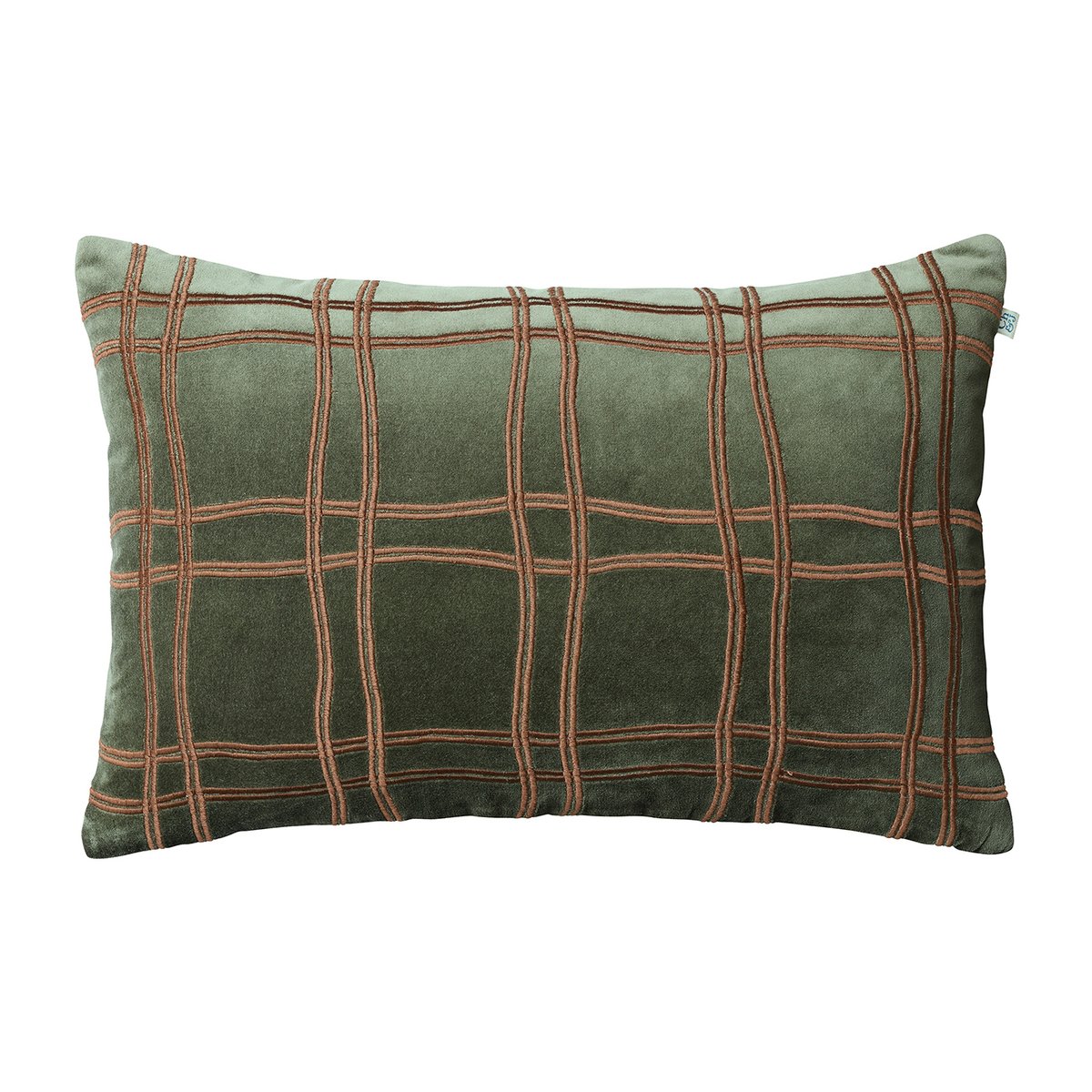 Chhatwal & Jonsson Taie Tattersall 40x60 cm Forest green-cognac