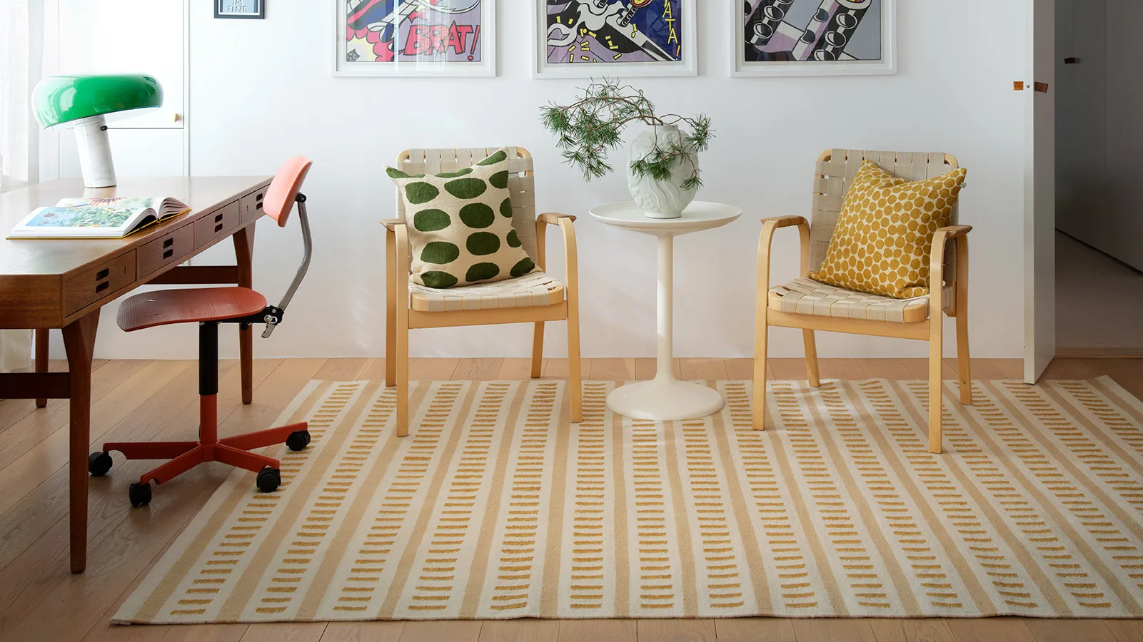 Tapis en laine Ladakh, Off white-beige-masala yellow, 180x270 cm Chhatwal & Jonsson