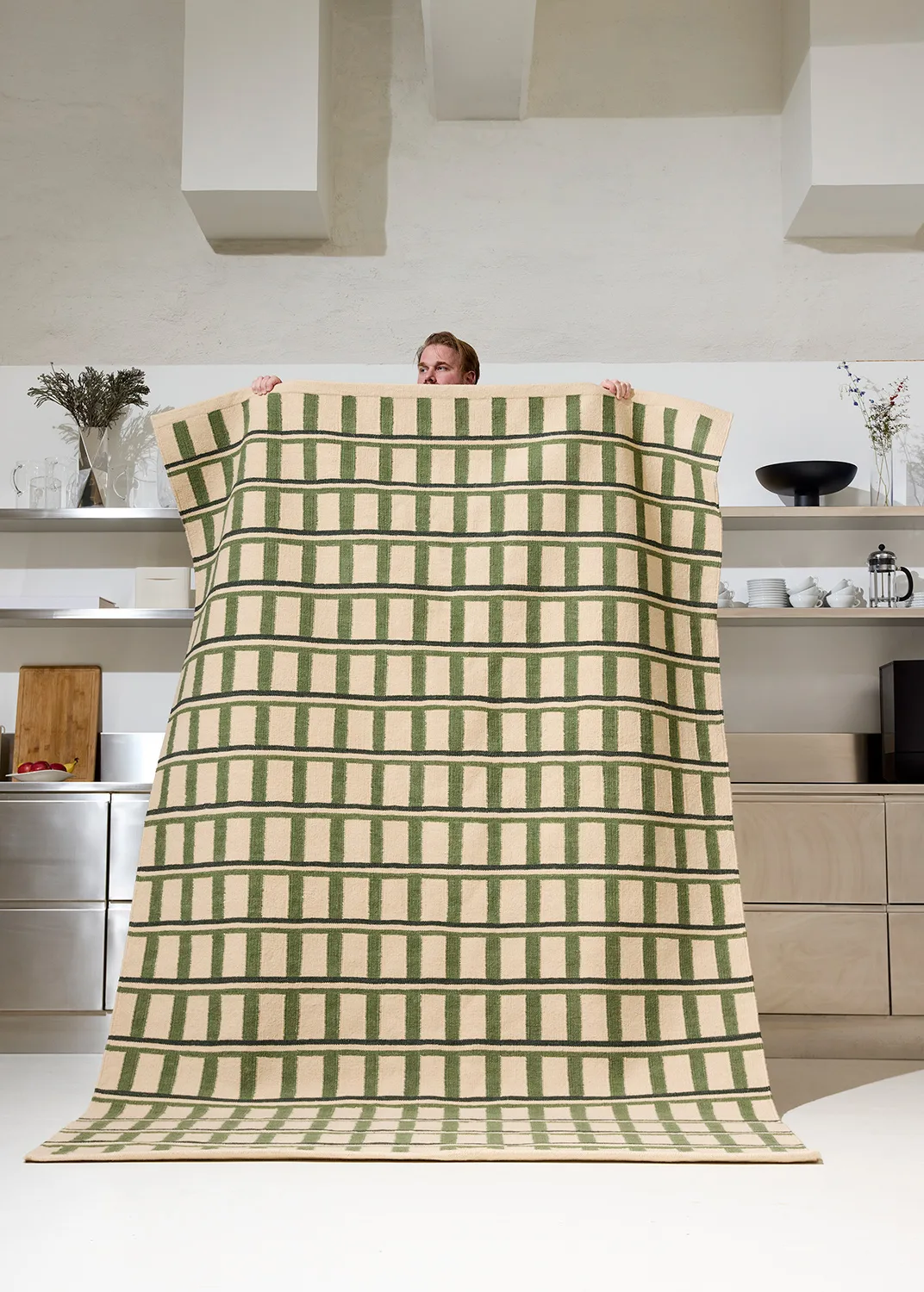 Tapis en laine Mysore, Off white-green-dark green, 230x320 cm Chhatwal & Jonsson