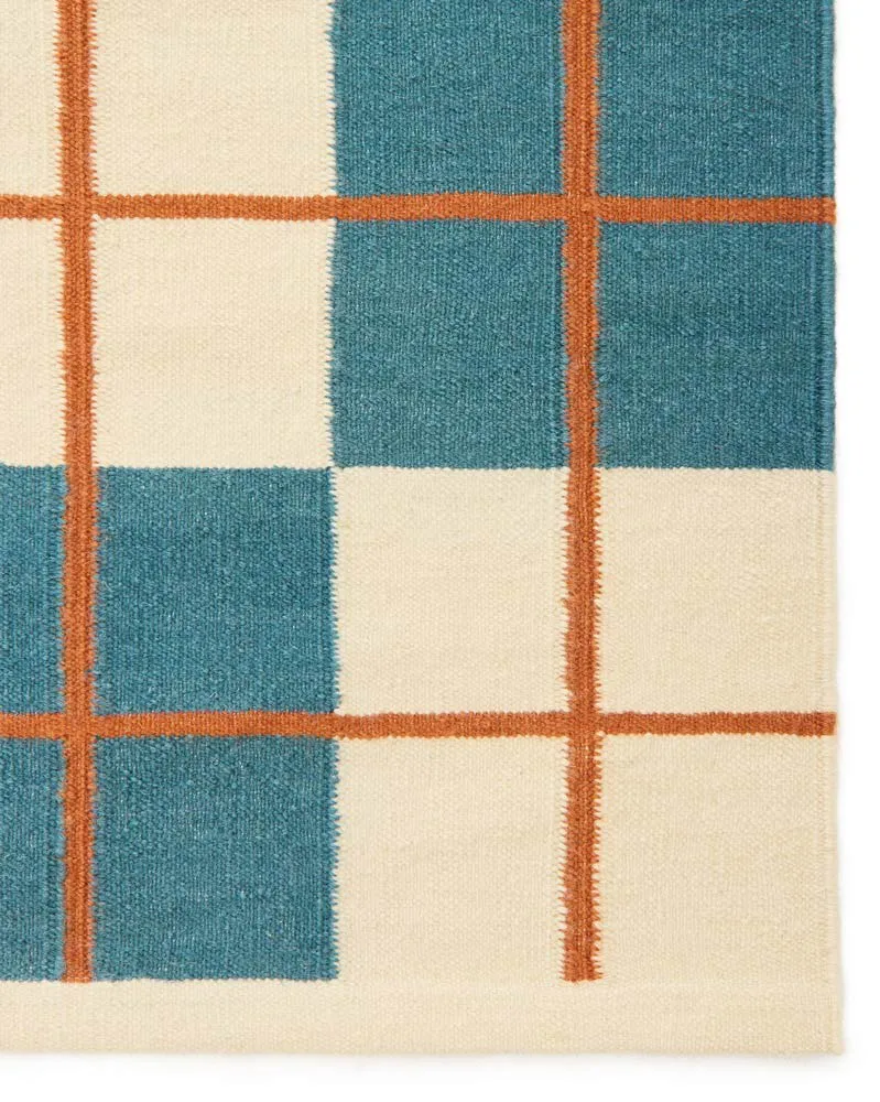 Tapis Haveli 180x270 cm, Heaven blue-light khaki-rust Chhatwal & Jonsson