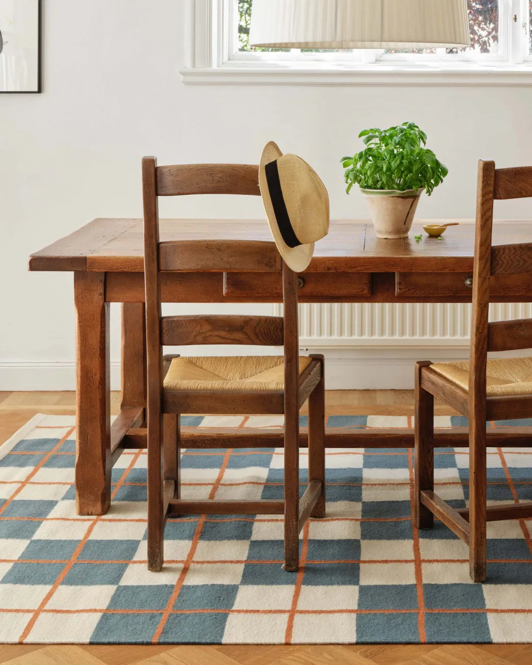 Tapis Haveli 180x270 cm, Heaven blue-light khaki-rust Chhatwal & Jonsson