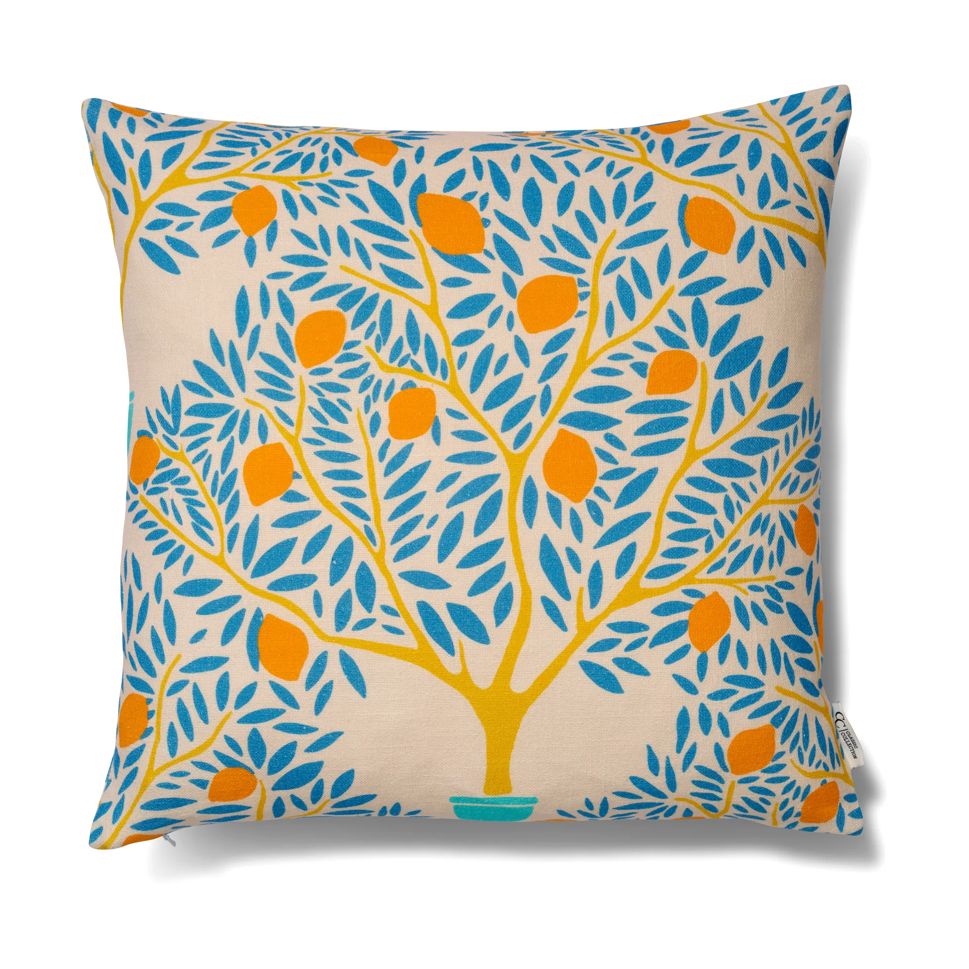 Housse de coussin Lemon garden 50x50 cm, Bleu Classic Collection