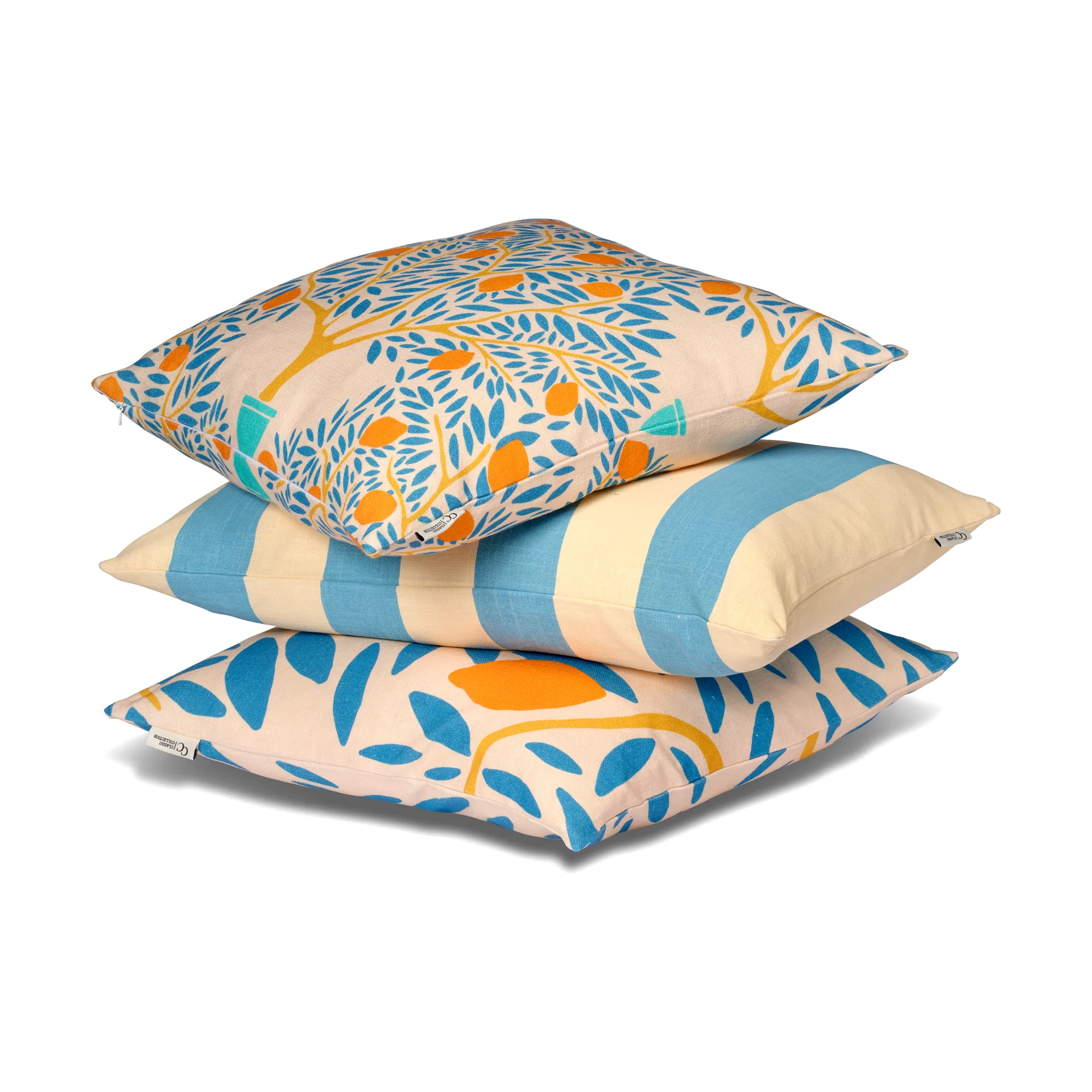 Housse de coussin Lemon garden 50x50 cm, Bleu Classic Collection