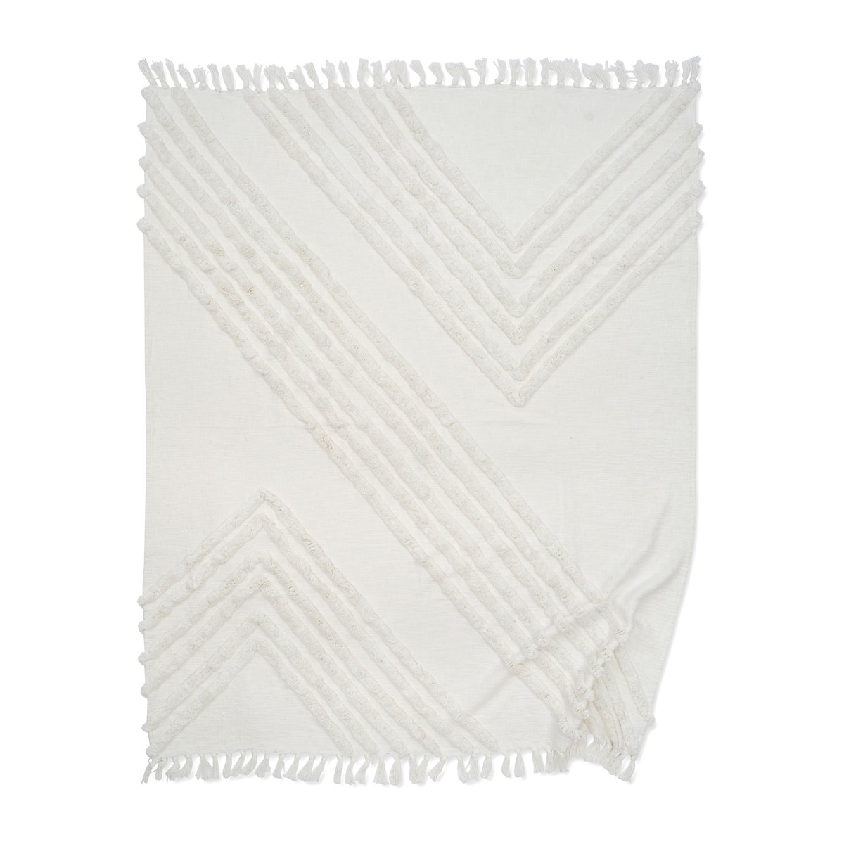 Classic Collection Plaid en coton Edge 130x170 cm Blanc